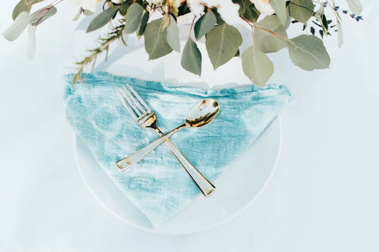 Place-setting at a winter baby shower