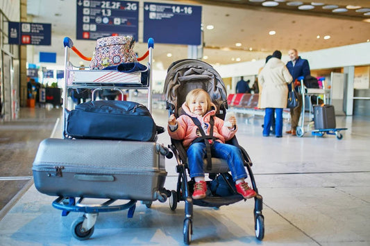 Toddler traveling through airport